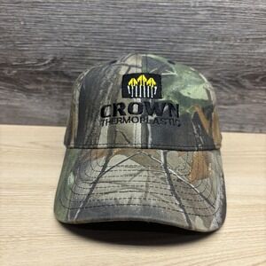 Crown Thermoplastic Hat Cap Snap Back Camo Realtree Hunting Mens Logo